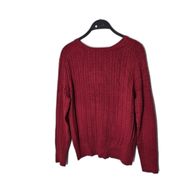Vintage David Brooks Womens Small V Neck Cable Sweater. Made in Japan. Red. - Picture 5 of 7